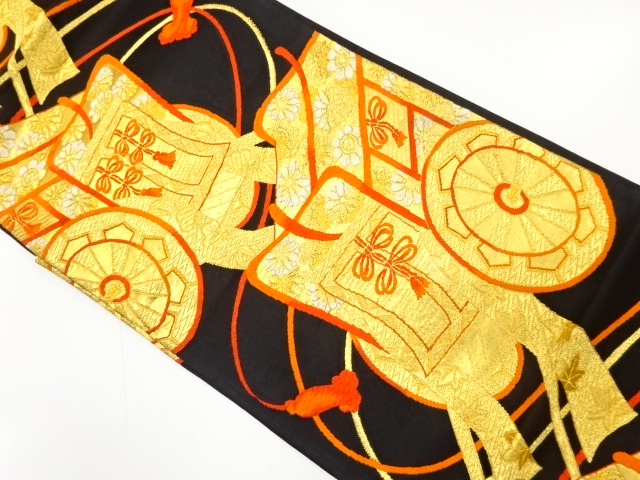 JAPANESE KIMONO / ANTIQUE FUKURO OBI / SILK / WOVEN CARRIAGE